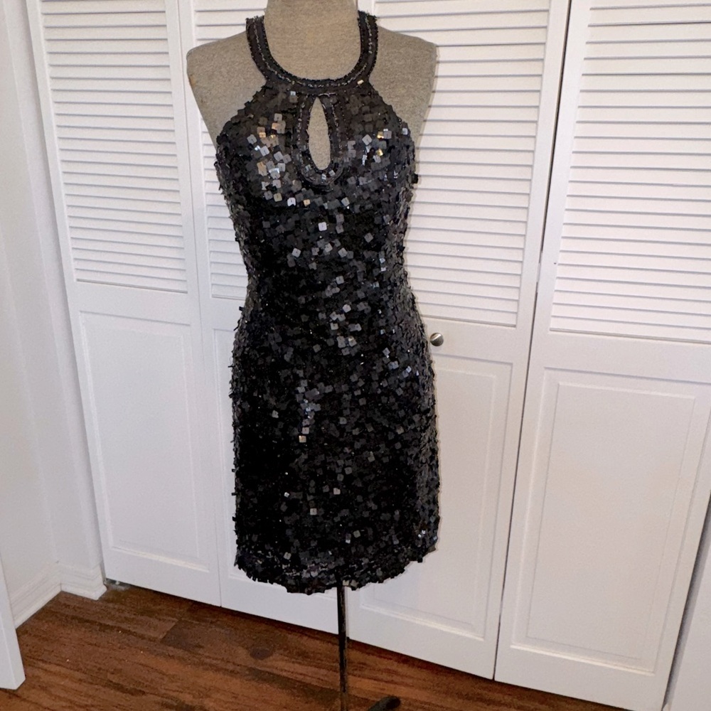 Sue Wong Nocturne- Black Sequin & Silk Dress